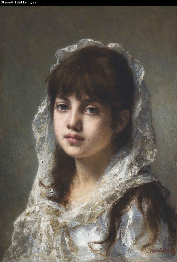Alexei Harlamov Portrait of ayoung girl wearing a white veil